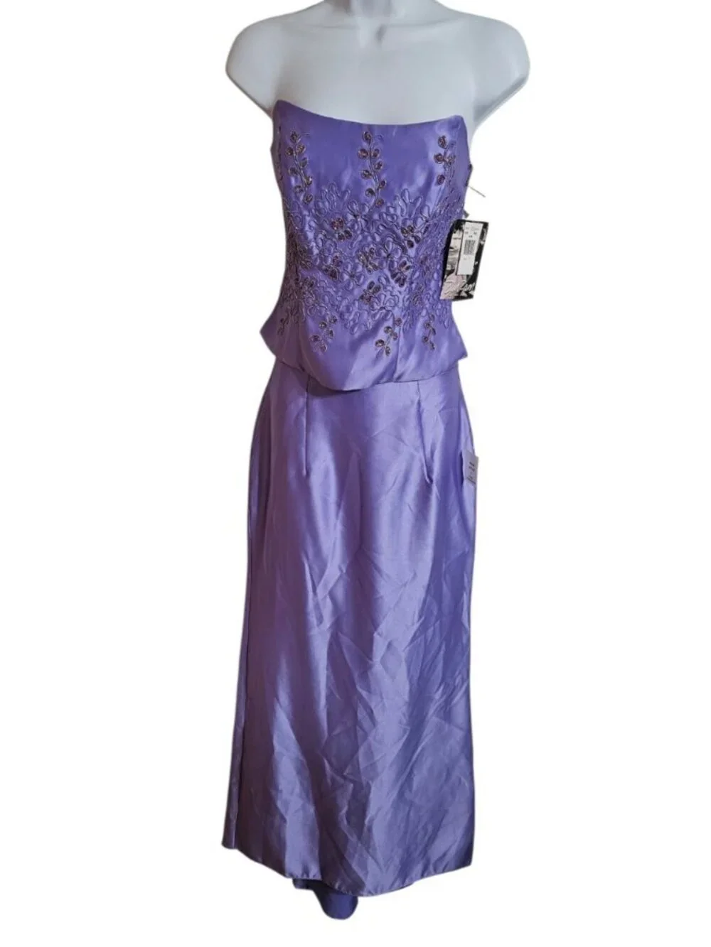 Zum Zum by Niki Livas Women's 7-8 Purple Two-Piece Formal Dress Beaded Y2K